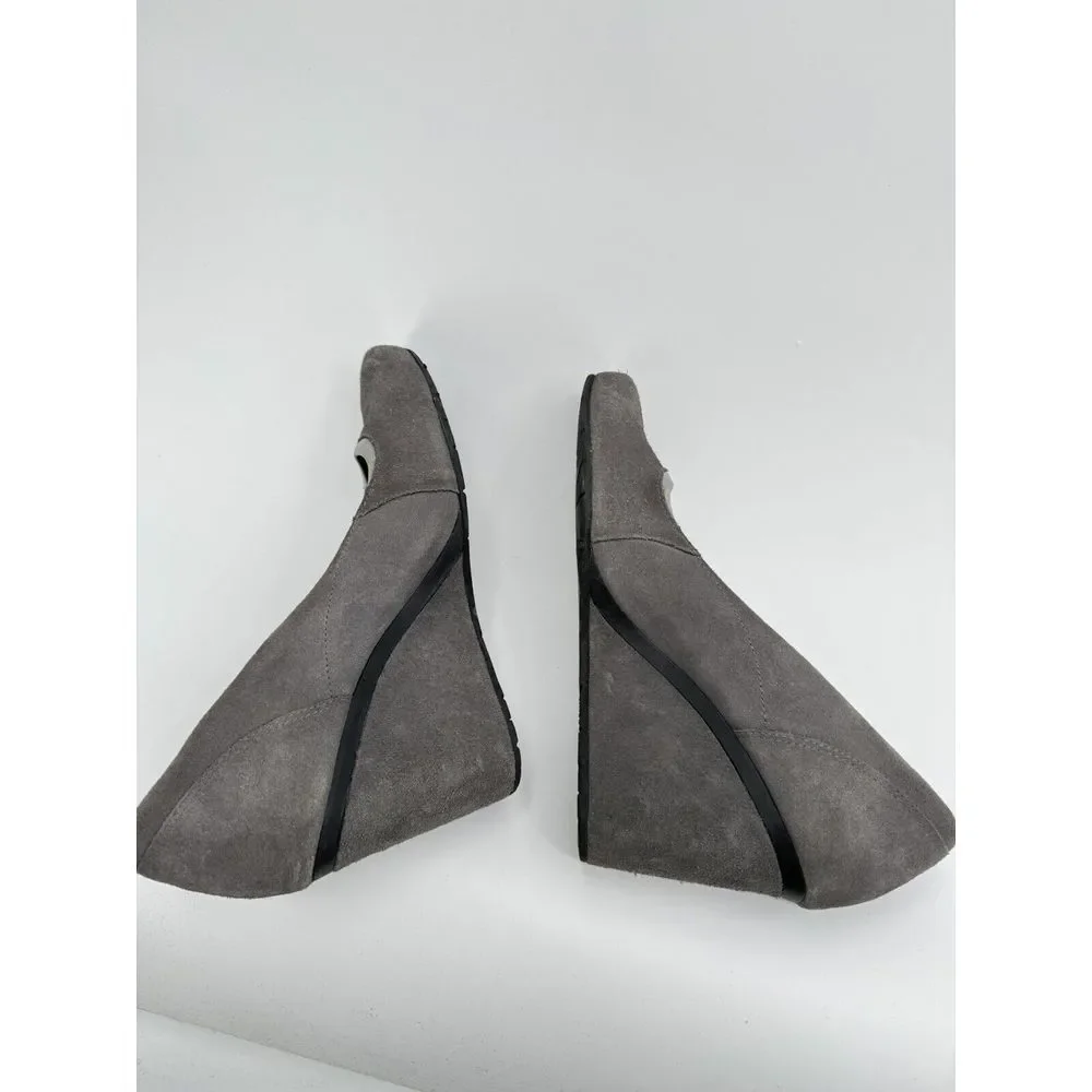 Hush Puppies Women's Gray Suede Wedge‎ Heel Slip on Shoes Size 9.5